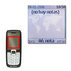 La pantalla muestra (no hay notas) o una lista de las tareas existentes.