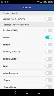 Pulsa Usar idioma del sistema hasta que aparezca en la pantalla que la función está desactivada.