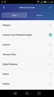 Al encontrar un timbre de llamada de tu gusto, pulsa el icono de aceptar.
