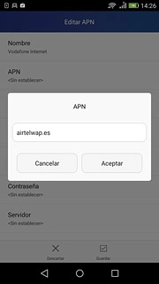 Introduce airtelwap.es y pulsa Aceptar.