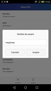 Introduce wap@wap y pulsa Aceptar.