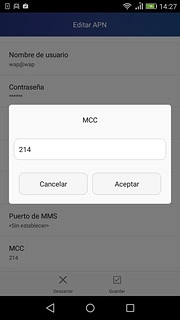 Introduce 214 y pulsa Aceptar.