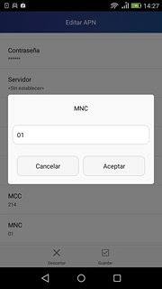 Introduce 01 y pulsa Aceptar.