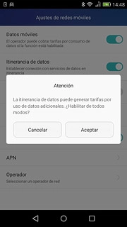 Si activas el roaming de datos:Pulsa Aceptar para confirmar.
