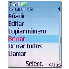Vaya a Borrar y pulse la tecla de navegación.