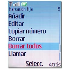 Vaya a Borrar todos y pulse la tecla de navegación.