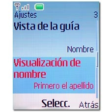 Vaya a Visualización de nombre y pulse la tecla de navegación.