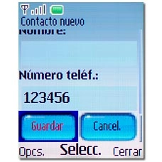 Introduzca el nombre deseado.Vaya a Guardar y pulse la tecla de navegación.En la pantalla aparece en qué guía se ha guardado el nombre (en la del teléfono o en la de la tarjeta SIM).
