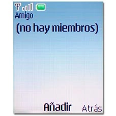 La pantalla muestra ahora los miembros existentes del grupo o (no hay miembros) si no hay miembros.