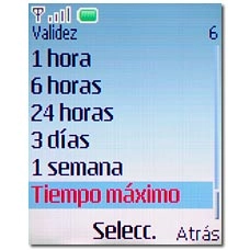 Elija el período de tiempo deseado o Tiempo máximo y pulse la tecla de navegación.