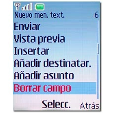 Vaya a Borrar campo y pulse la tecla de navegación.