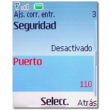 Vaya a Puerto y pulse la tecla de navegación.