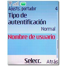 Vaya a Nombre de usuario y pulse la tecla de navegación.