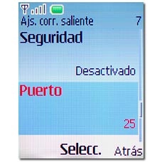 Vaya a Puerto y pulse la tecla de navegación.