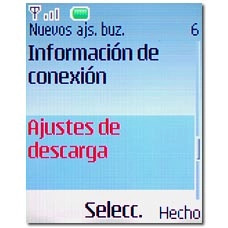Vaya a Ajustes de descarga y pulse la tecla de navegación.