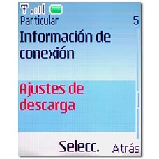 Vaya a Ajustes de descarga y pulse la tecla de navegación.