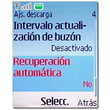 Vaya a Recuperación automática y pulse la tecla de navegación.
