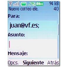 Vaya a Asunto.Introduzca el asunto del correo electrónico.