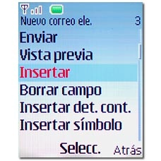Vaya a Insertar y pulse la tecla de navegación.