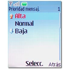 Elija Alta, Normal o Baja y pulse la tecla de navegación.