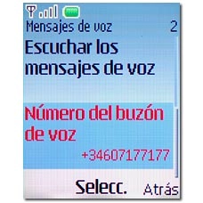 Vaya a Número del buzón de voz y pulse la tecla de navegación.