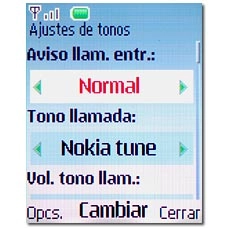 Vaya a Aviso llam. entr. y pulse la tecla de navegación.