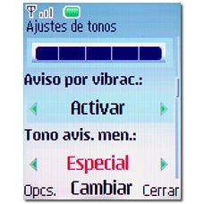 Vaya a Tono avis. men. y pulse la tecla de navegación.
