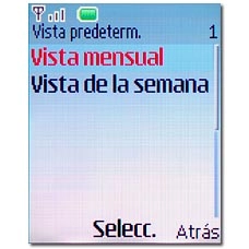Elija Vista mensual o Vista de la semana y pulse la tecla de navegación.