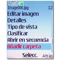 Vaya a Añadir carpeta y pulse la tecla de navegación.