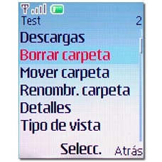 Vaya a Borrar carpeta o Borrar y pulse la tecla de navegación.