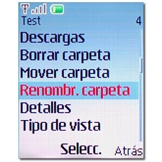Vaya a Renombr. carpeta o Renombrar y pulse la tecla de navegación.
