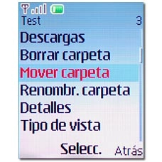 Vaya a Mover carpeta o Mover y pulse la tecla de navegación.