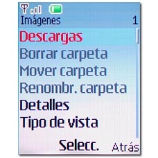 Vaya a Descargas y pulse la tecla de navegación.