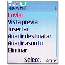 Vaya a Enviar y pulse la tecla de navegación.