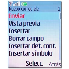 Vaya a Enviar y pulse la tecla de navegación.