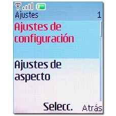 Vaya a Ajustes de configuración y pulse la tecla de navegación.
