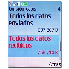 Todos los datos recibidosEn cada categoría aparecen cuántos bytes se han enviado y cuántos se han recibido.