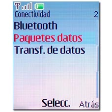 Vaya a Paquetes datos y pulse la tecla de navegación.