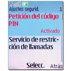 Vaya a Petición del código PIN y pulse la tecla de navegación.