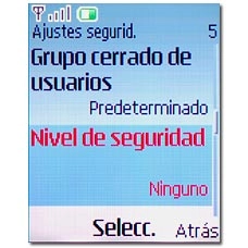 Vaya a Nivel de seguridad y pulse la tecla de navegación.