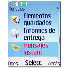 Vaya a Mensajes instant. y pulse la tecla de navegación.