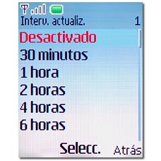 Elija Desactivado o el intervalo deseado y pulse la tecla de navegación.