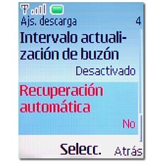 Vaya a Recuperación automática y pulse la tecla de navegación.