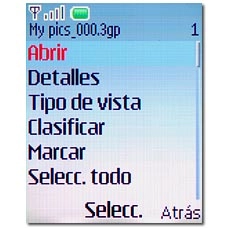 Vaya a Abrir y pulse la tecla de navegación para reproducir el clip de vídeo.
