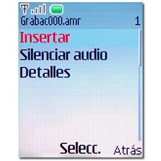 Vaya a Insertar y pulse la tecla de navegación.