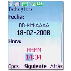 Vaya a Hora e introduzca la hora.