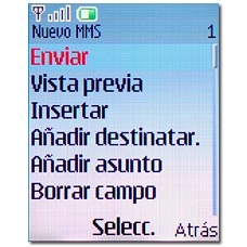 Vaya a Enviar y pulse la tecla de navegación.
