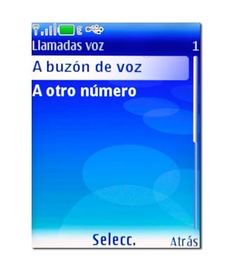 Elija A buzón de voz o A otro número y pulse la tecla de navegación.