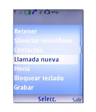 Vaya a Llamada nueva y pulse la tecla de navegación.