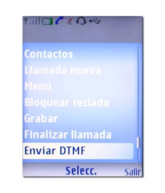 Vaya a Enviar DTMF y pulse la tecla de navegación.